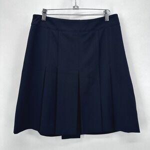 Peserico P.M.E. Pleated A-Line Skirt Womens IT 46 Navy Blue Quiet Luxury Capsule